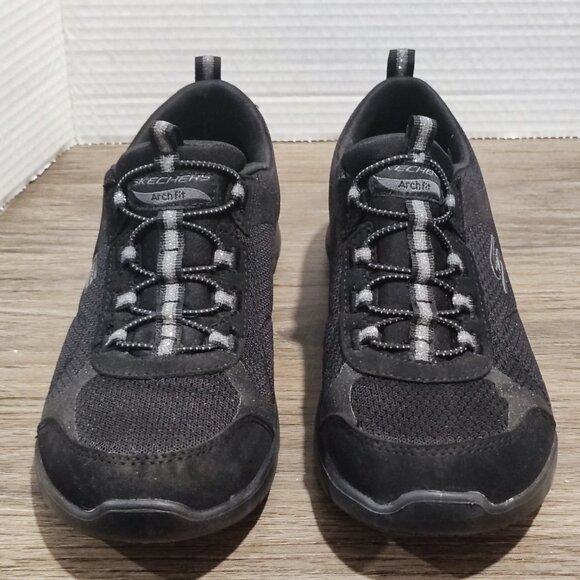 Skechers Arch Fit Refine - Her Best sneakers women's size 7.5 black mesh - Picture 3 of 13